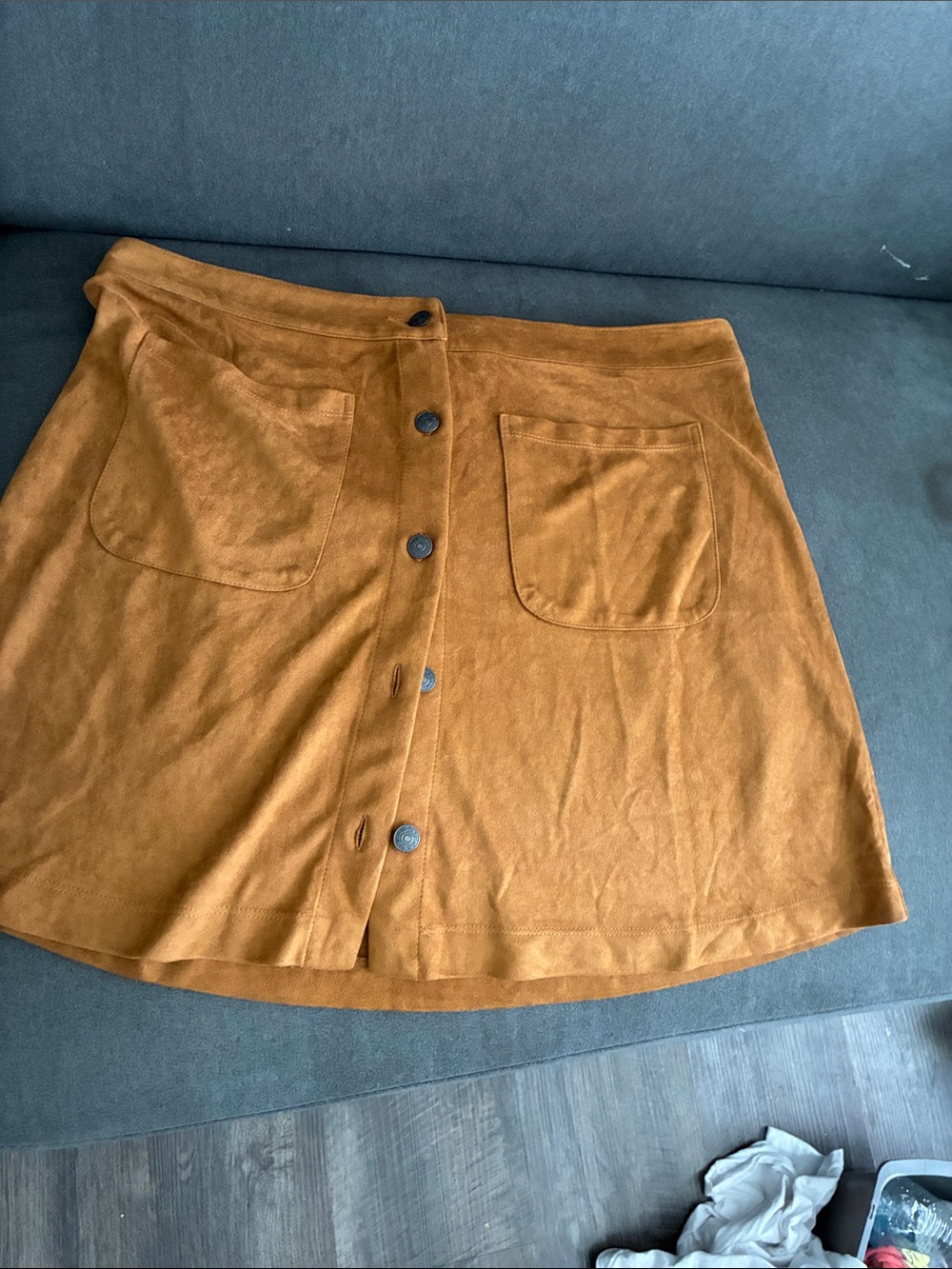 iris Button-Front Mini Skirt in Rust Orange